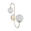 Applique Murale 2 Globes Opalins Dorée – Bras Courbé Élégant