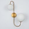 Applique Murale 2 Globes Opalins Dorée – Bras Courbé Élégant
