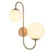 Applique Murale 2 Globes Opalins Dorée – Bras Courbé Élégant