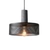 Suspension Métal Perforé et Pierre – Luminaire Tambour Industriel Noir