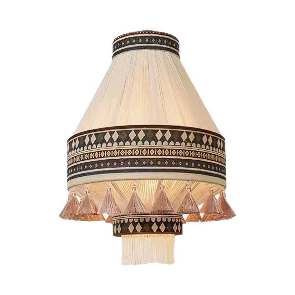 Suspension Pagode en Tissu à Franges – Jaune, Vert ou Rouge