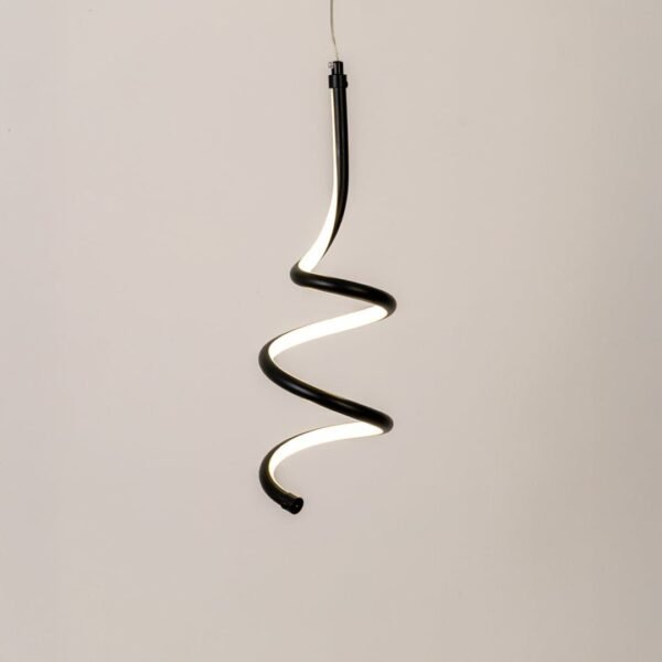 Suspension Spirale Acrylique LED Noire – Luminaire Chevet Design